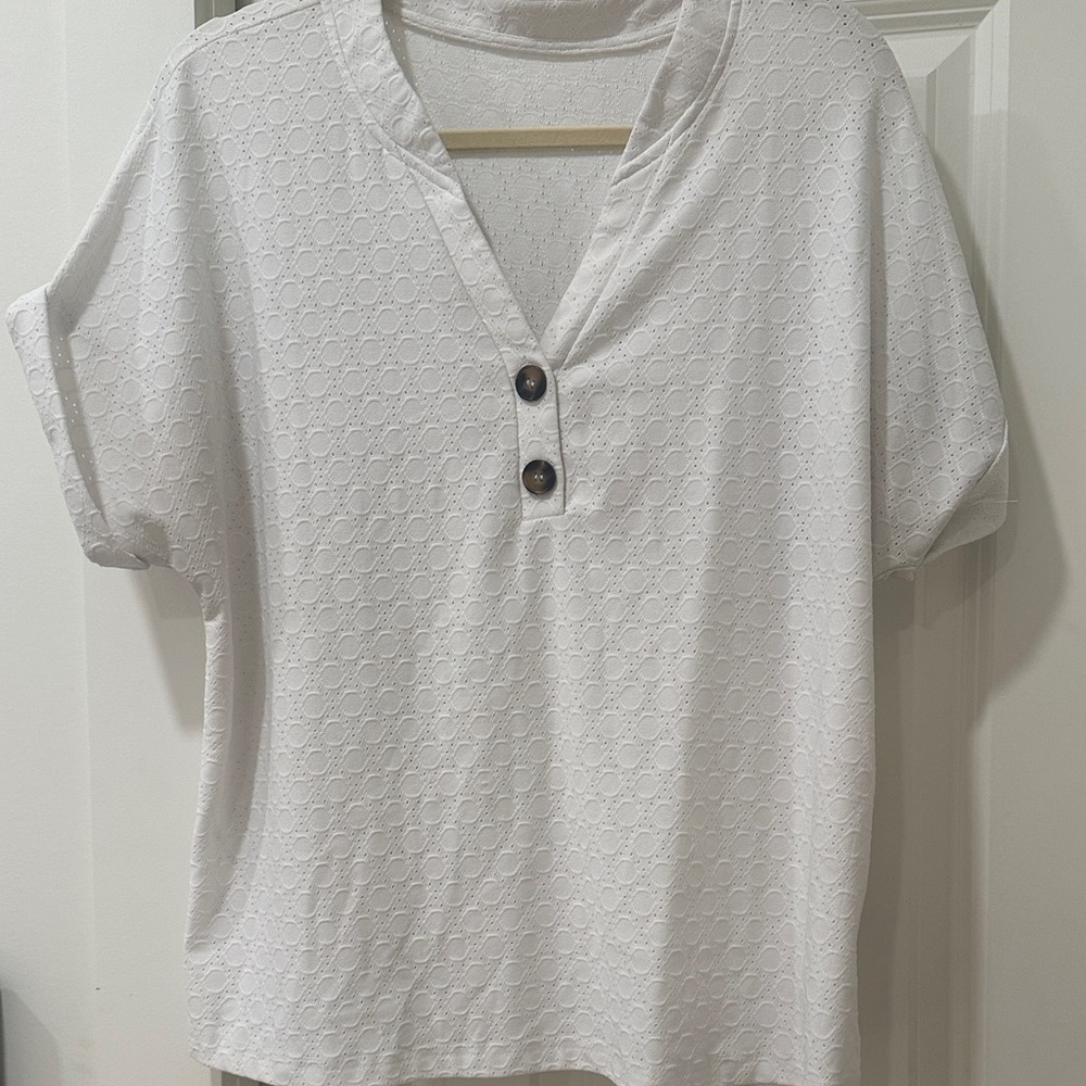 White Button-Detail Women's Top